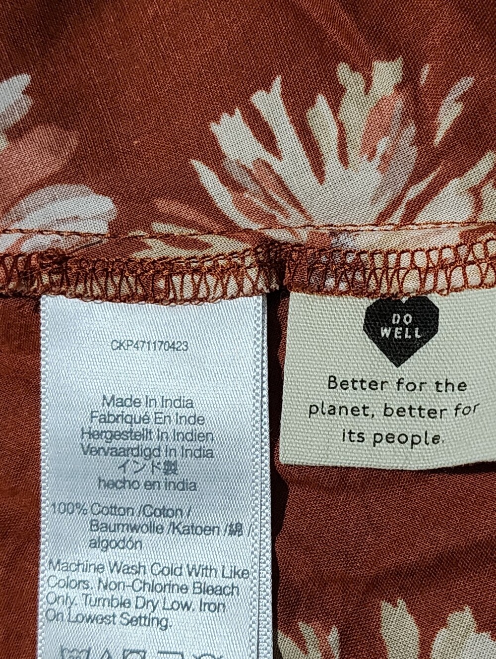 Madewell Rust Wrap Dress with Cream Floral Print - Picture 6 of 8